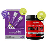 Power pink sem cafeína maçã verde 300g + creatina de maçã verde 240g - wp